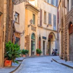 Charming narrow streets of Florence town in Tuscany, Italy