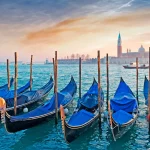 gondolas at dusk