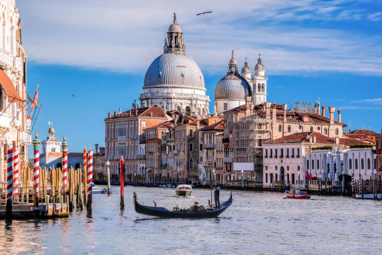 Grand Canal with gondola in Venice, Italy