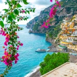 Beautiful Landscape with Positano town at famous amalfi coast, Italy