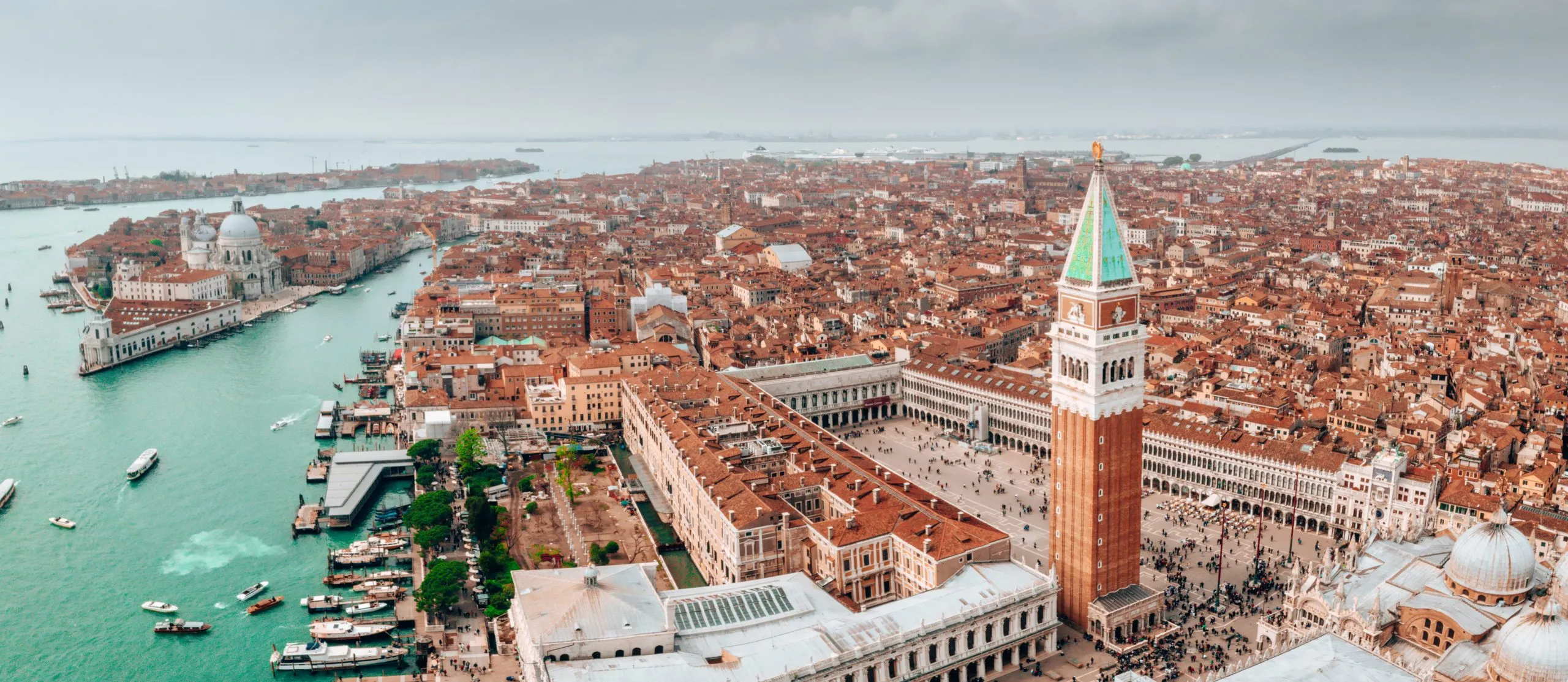 Aerial beautiful view over San Marco square in Venice, Italy