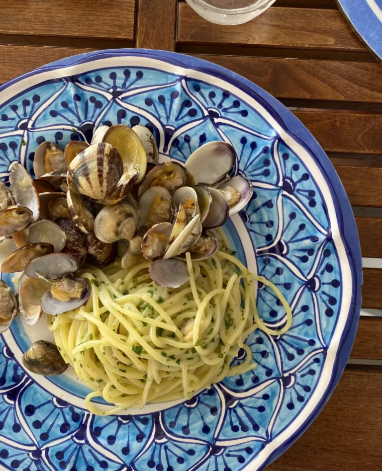 Seafood Pasta in Amalfi Coast Restaurant, Positano, Italy