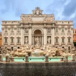 Trevi Fountain (Fontana di Trevi) in the morning light in Rome, Italy. Trevi is most famous fountain of Rome. Architecture and landmark of Rome.
