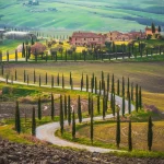 Sunny fields in Tuscany, Italy