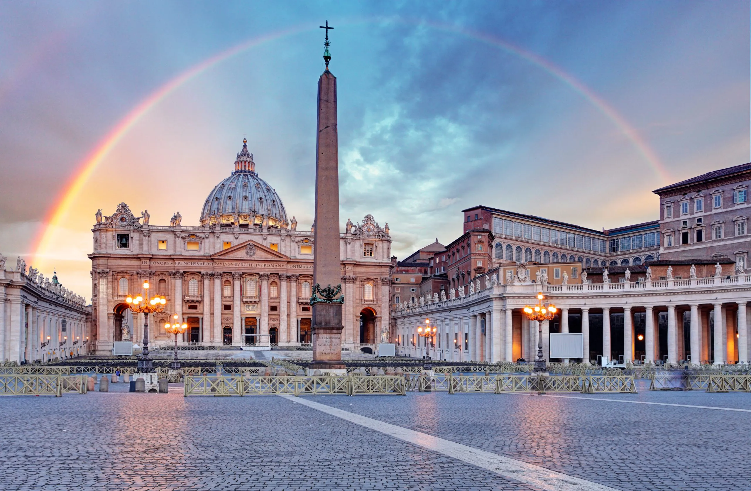 Vatican - Saint Peter's square with rainbow, Rome.